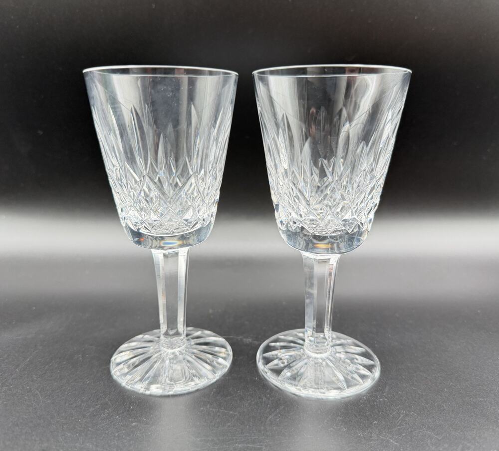 Waterford Crystal LISMORE Claret Wine Glass Water Goblet 5.5” Pair Elegant Glass